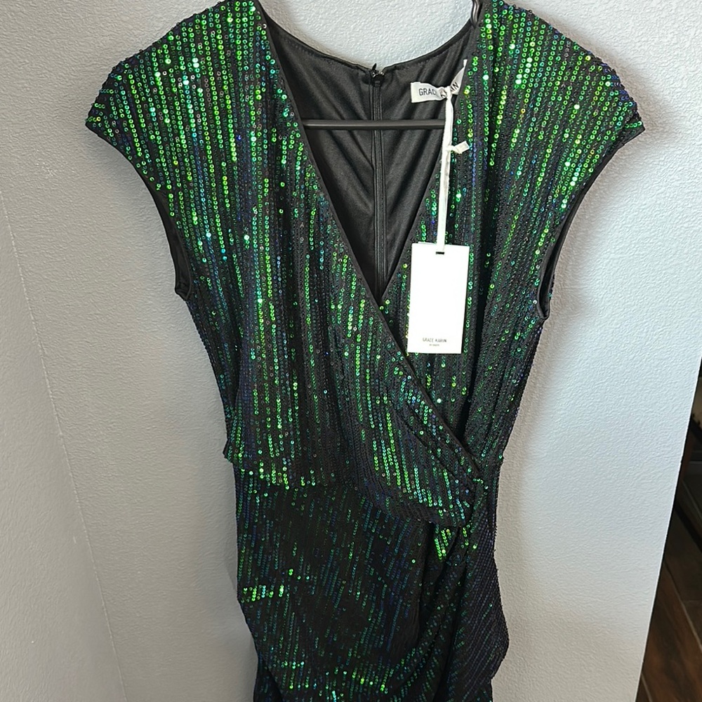 Grace Karin Glamorous Green Sequin Dress